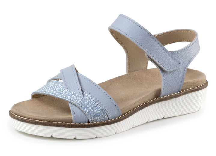 Sandalettes & slippers - ELENA EDEN Sandale aus teilweise glänzend geprägtem Nappaleder, in Größe 036 bis 042, in Farbe BLAUW Ansicht 1