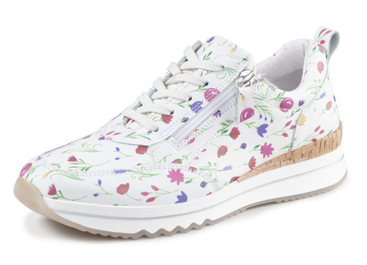 Breedte H - ELENA EDEN sneakers gemaakt van nappaleer met bloemenprint, in Größe 036 bis 042, in Farbe WEISS-BUNT Ansicht 1