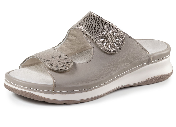Sandalettes & slippers - ELENA EDEN aus genarbtem Nappaleder, in Größe 036 bis 042, in Farbe TAUPE-ANTIEK BRONS Ansicht 1