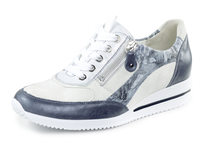 Breedte H - Waldläufer sneakers gemaakt van een fijne leer-materiaalmix, in Größe 3 1/2 bis 8, in Farbe JEANS-NATURWEISS Ansicht 1