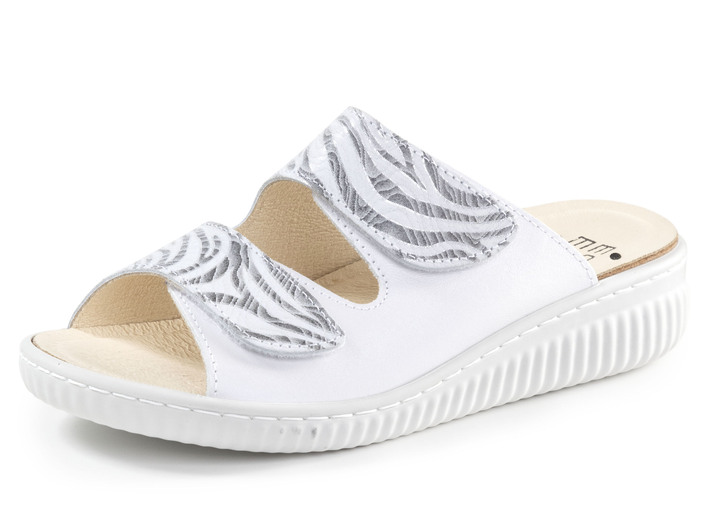 Sandalettes & slippers - Muiltjes van ELENA EDEN met deels glinsterende zebraprint, in Größe 036 bis 042, in Farbe PARELGRIJS Ansicht 1