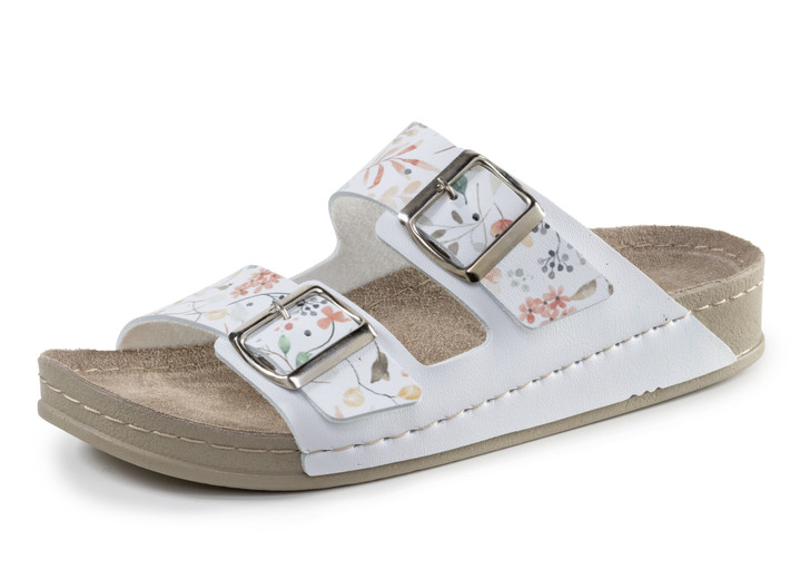 Sandalettes & slippers - Muilezels, in Größe 036 bis 042, in Farbe WEISS-BUNT Ansicht 1