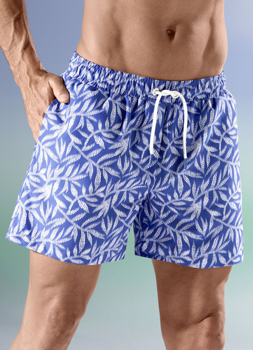 Zwemshort - Zwemshort, all-over patroon, microvezel, in Größe 004 bis 012, in Farbe BLAU-WEISS