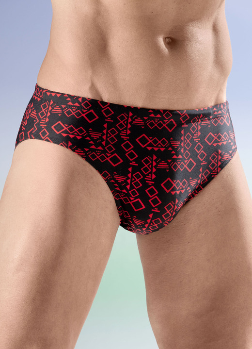 Zwemkleding - Schwab zwembroek in korte vorm, in Größe 004 bis 009, in Farbe SCHWARZ-ROT