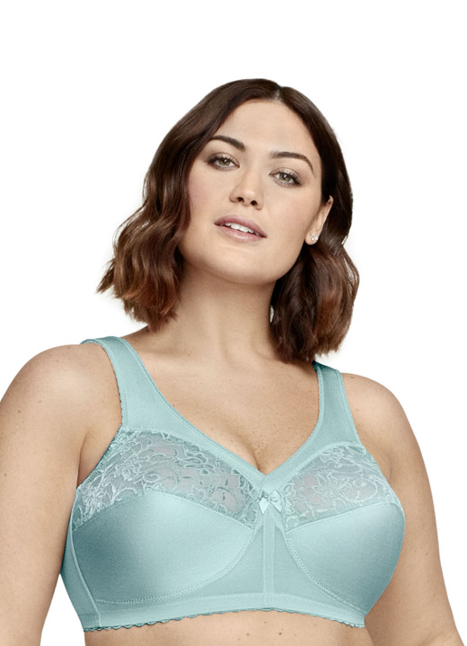 Soft-BH - Glamorise ondersteunende bh met kant, in Größe 080 bis 130, in Cup B, in Farbe GLETSCHER Ansicht 1