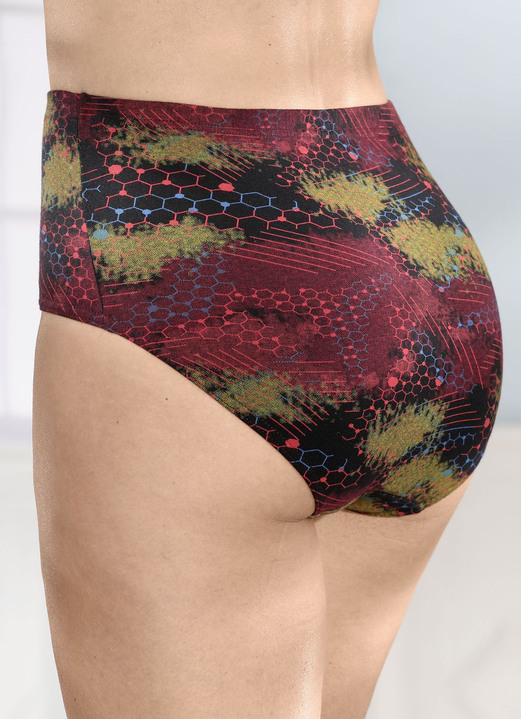 Slip - Slip, in Größe 038 bis 056, in Farbe SCHWARZ-BORDEAUX-BUNT Ansicht 1