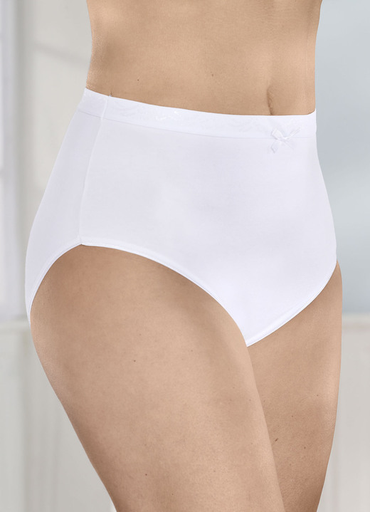 Slip - Set van vijf slips met een gestructureerde elastische tailleband, in Größe 038 bis 054, in Farbe WEISS Ansicht 1