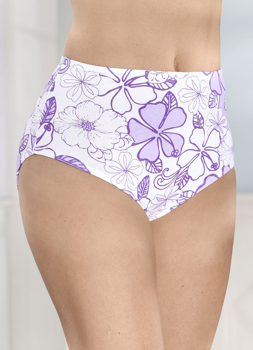Slip - Slip, in Größe 038 bis 056, in Farbe 2X WEISS-FLIEDER-LILA BEDRUCKT, 2X WEISS, 2X FLIEDER Ansicht 1