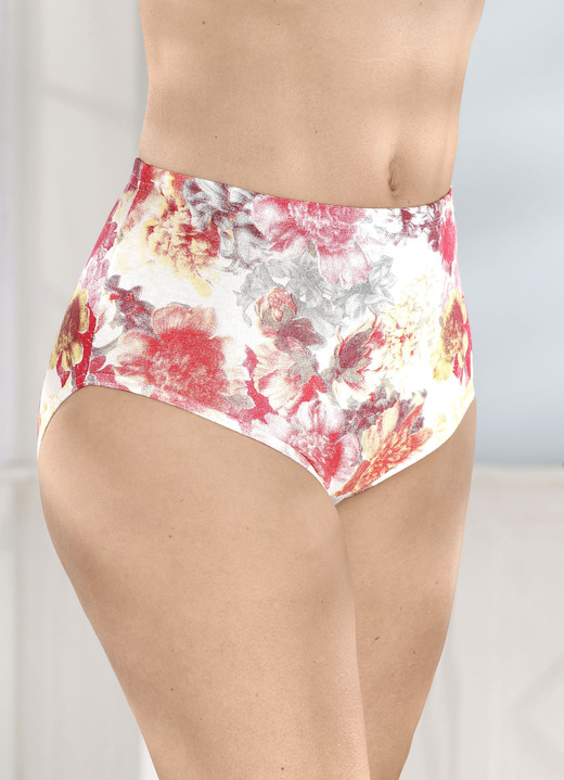 Slip - Set van vier slips met een mooi bloemdessin, in Größe 038 bis 056, in Farbe ECRU-ROT-BUNT Ansicht 1