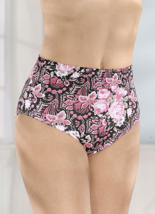 Slip - Set van vijf slips met een kleurrijk printdesign, in Größe 038 bis 056, in Farbe SCHWARZ-PINK-BUNT Ansicht 1