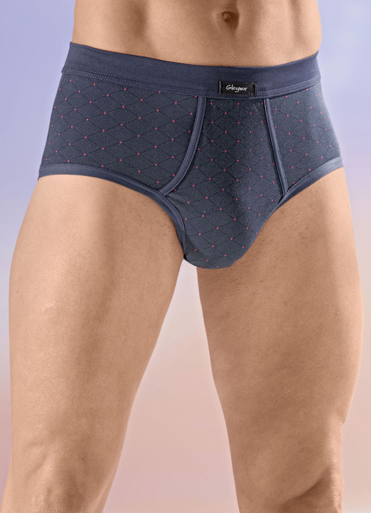 Onderbroeken - Verpakking van vier slips met zachte tailleband Onderbroeken - Verpakking van vier slips met zachte tailleband, in Größe 005 bis 011, in Farbe 2X NAVY-ROT, 2X SCHWARZ-ROT