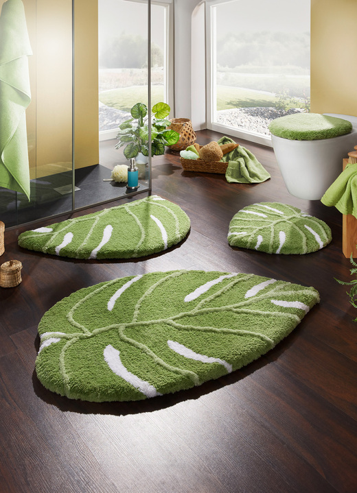 Badmatten - Halfrond vloerkleed, in Größe 100 (Matje, halfrond 50/80 cm) bis 112 (Toiletdekselafdekking 47/50 cm), in Farbe GRÜN Ansicht 1