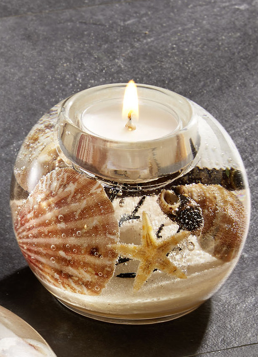 Woonaccessoires - Theelichthouder van mondgeblazen glas, in Farbe BEIGE ZAND, in Ausführung Theelichthouder bol Ansicht 1