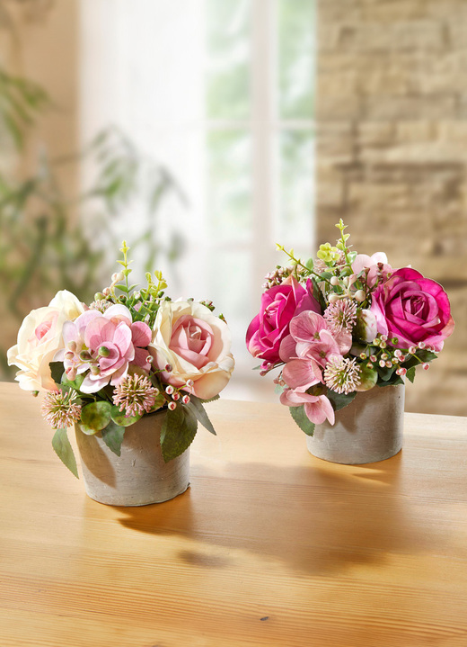 Woonaccessoires - Roos/hortensia arrangement, set van 2, in Farbe ROSA-PINK
