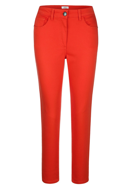 Broek met knoop- en ritssluiting - Broek in 5-pocketvorm, in Größe 019 bis 052, in Farbe ORANJE Ansicht 1