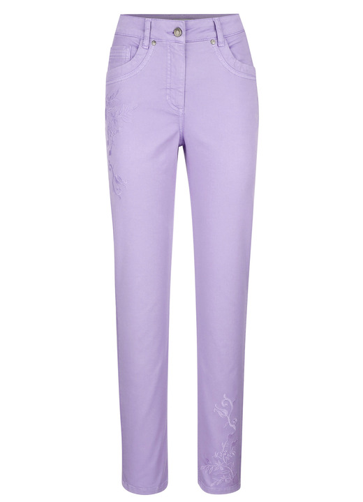 Broek met knoop- en ritssluiting - Broek met bloemenborduursel, in Größe 019 bis 048, in Farbe SERING Ansicht 1