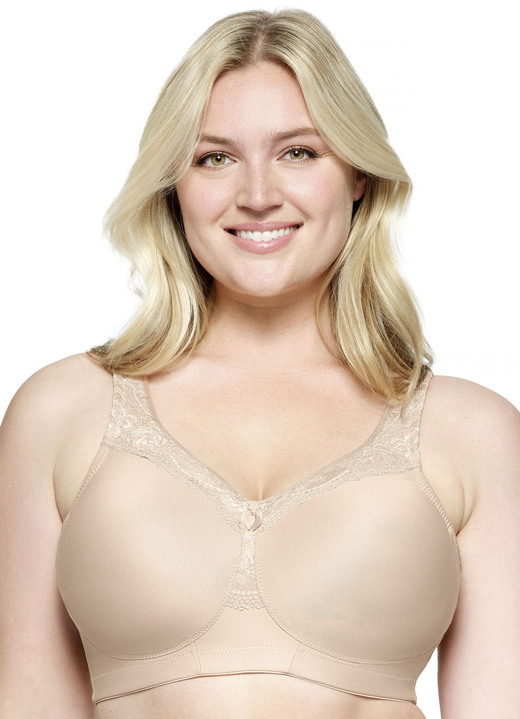 Soft-BH - Glamorise steunbeha met kanten rand, in Größe 080 bis 115, in Cup D, in Farbe BEIGE Ansicht 1