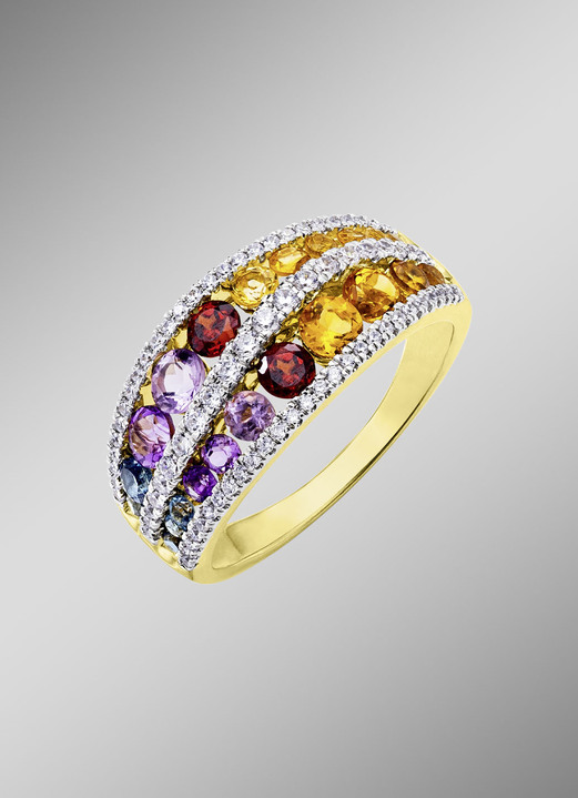 Ringen - Damesring met diamanten en edelstenen, in Größe 160 bis 220, in Farbe  Ansicht 1