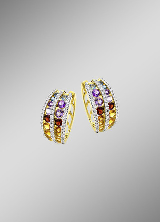 Multicolor creolen met edelstenen en diamanten