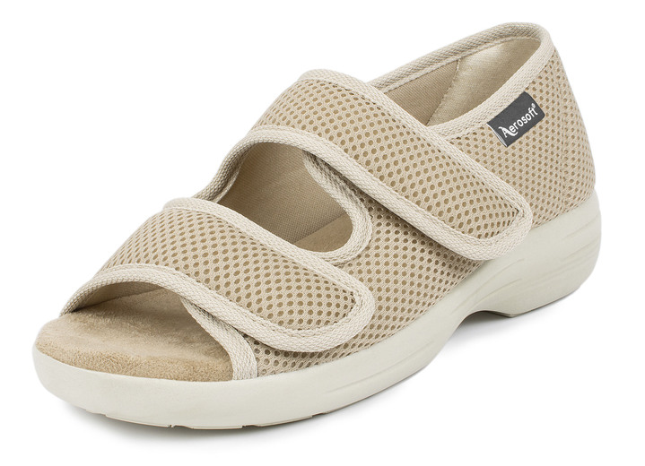 Sandalettes & slippers - Klittenbandsandalen voor dames en heren, in Größe 036 bis 046, in Farbe BEIGE, in Ausführung Comfort klittenbandsandaal met 2 klittenbandsluitingen Ansicht 1