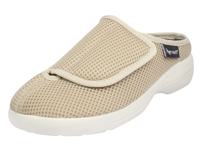 Sandalettes & slippers - Klittenbandmuiltjes voor dames en heren, in Größe 036 bis 046, in Farbe BEIGE Ansicht 1
