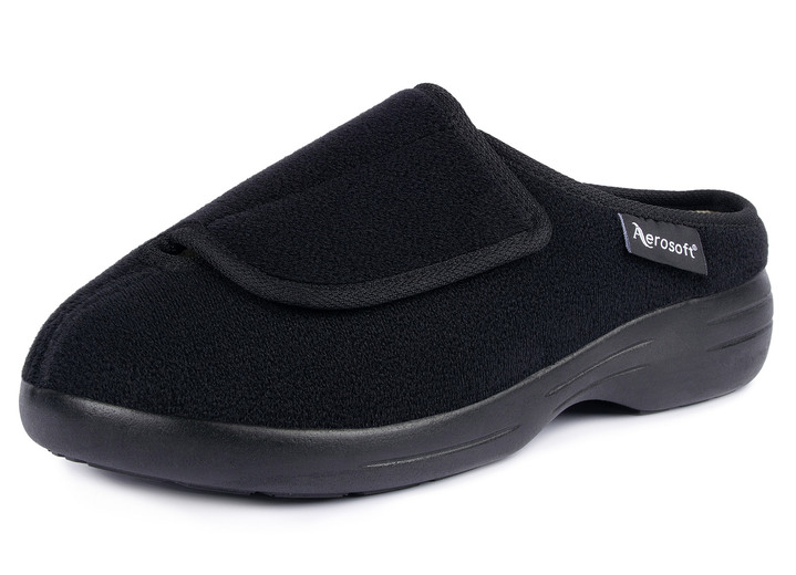 Sandalettes & slippers - Klittenbandmuiltjes voor dames en heren, in Größe 036 bis 046, in Farbe SCHWARZ