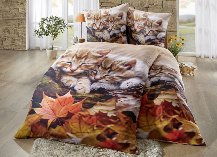 Beddengoed - Beddengoedset met kittens in herfstbladerenmotief, in Farbe MULTICOLOR Ansicht 1