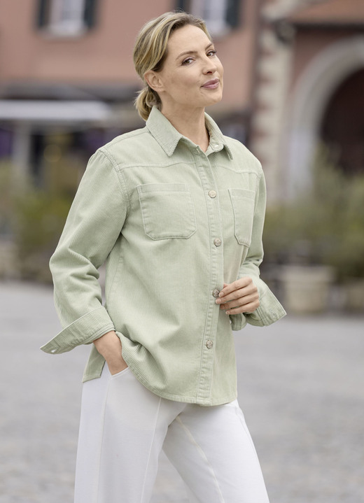Inspiratie - Trendy corduroy jasje, in Größe 036 bis 050, in Farbe PISTACHE Ansicht 1