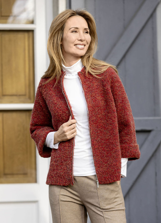 Basics - Bouclé garen vest, in Größe L(44/46) bis XXL(52/54), in Farbe ROOD MOTIEF Ansicht 1