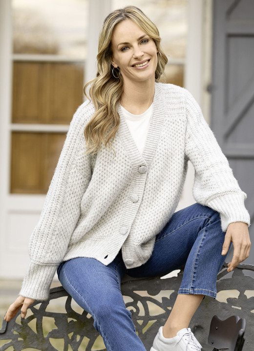 Basics - Grof gebreid vest, in Größe L(44/46) bis XXL(52/54), in Farbe GRIJS MOTIEF Ansicht 1