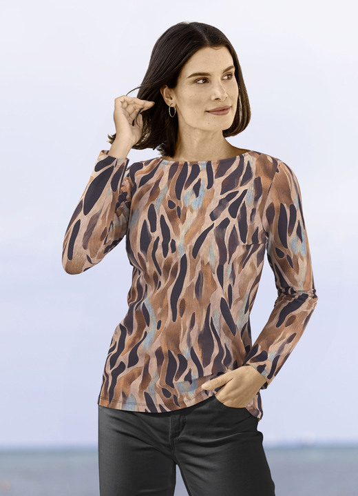 Pullover & breimode - Fijn gebreide trui, in Größe 038 bis 054, in Farbe BRUIN-MARINE-MULTICOLOR Ansicht 1