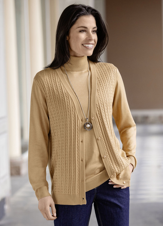 Basics - Cardigan met kabelbreistructuur, in Größe 036 bis 052, in Farbe KAMEEL Ansicht 1