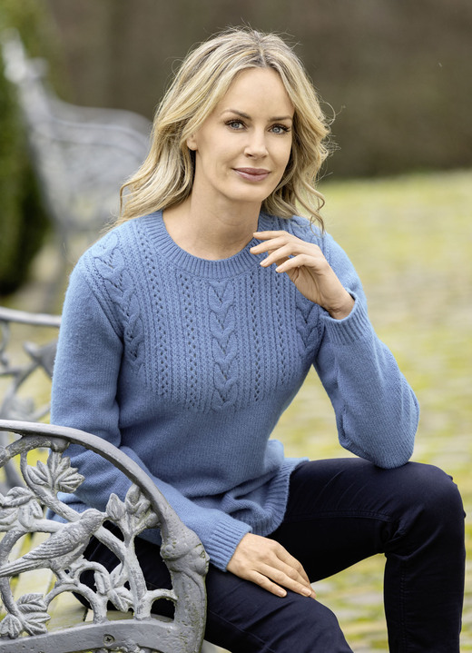 Basics - Trui met gemengde textuur, in Größe 038 bis 054, in Farbe BLAUW Ansicht 1