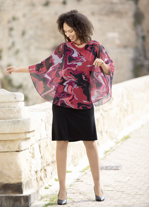 Lange mouw - Kleed je in een trendy twee-in-één-look, in Größe 036 bis 052, in Farbe SCHWARZ-ROT-BORDEAUX-BUNT Ansicht 1
