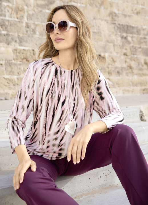 Lange mouw - Shirt tuniek met mooie plooien, in Größe 036 bis 052, in Farbe ROSÉ-TAUPE-SCHWARZ-BUNT Ansicht 1