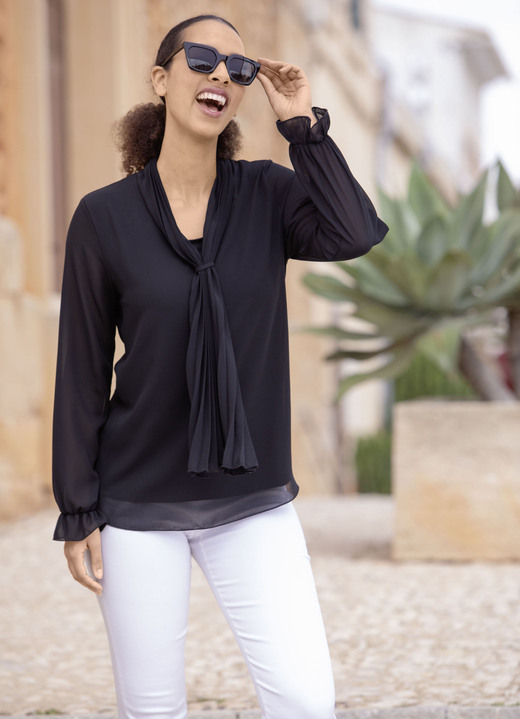 Basics - Tuniek met strik, in Größe 036 bis 052, in Farbe SCHWARZ Ansicht 1