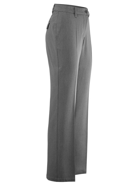 Broek met knoop- en ritssluiting - Broek met elastische tailleband aan de achterkant Broek met knoop- en ritssluiting - Broek met elastische tailleband aan de achterkant, in Größe 019 bis 054, in Farbe GRAU MELIERT