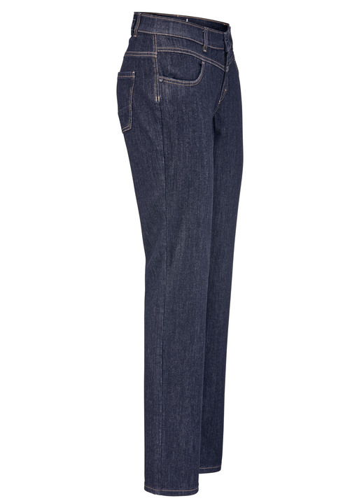 Broek met knoop- en ritssluiting - Magic jeans met figuurcorrigerend jeanszadel, in Größe 017 bis 052, in Farbe DUNKELBLAU Ansicht 1