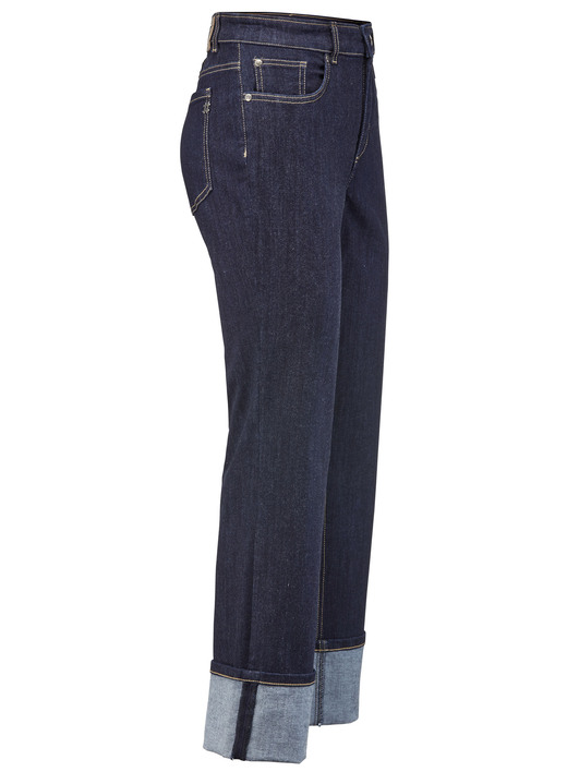 Broek met knoop- en ritssluiting - Magische jeans met oprolbare boorden, in Größe 017 bis 050, in Farbe DUNKELBLAU Ansicht 1