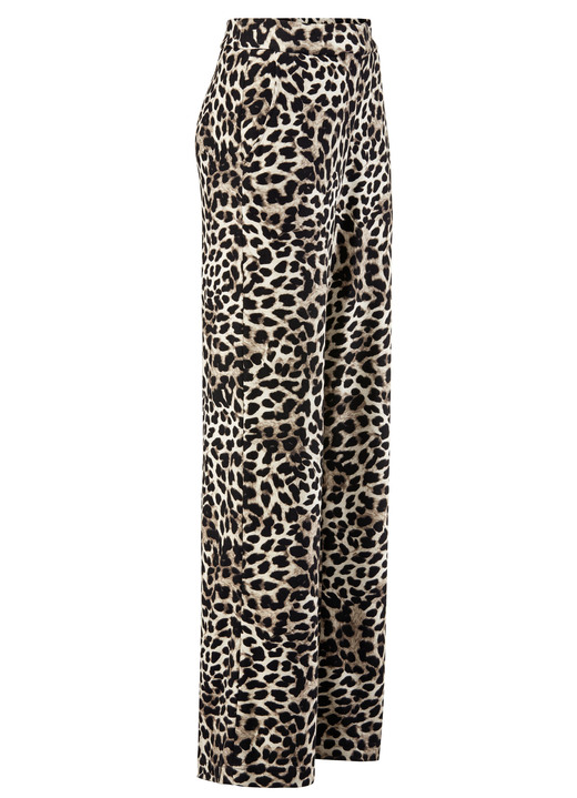 Broeken met elastische band - Broek in trendy luipaardprint design, in Größe 018 bis 052, in Farbe SCHWARZ-BRAUN-ECRU Ansicht 1