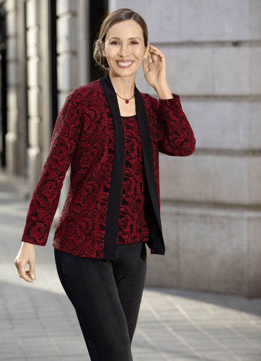 Avondkleding - Shirttuniek in 2-in-1-look, in Größe 036 bis 054, in Farbe ROT-SCHWARZ Ansicht 1