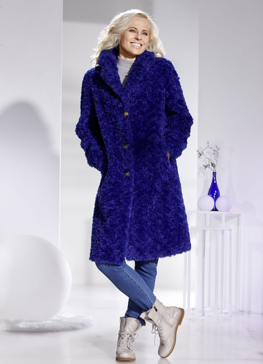 Faux Fur jassen - Jas met reverskraag, in Größe 034 bis 052, in Farbe TINTENBLAU Ansicht 1