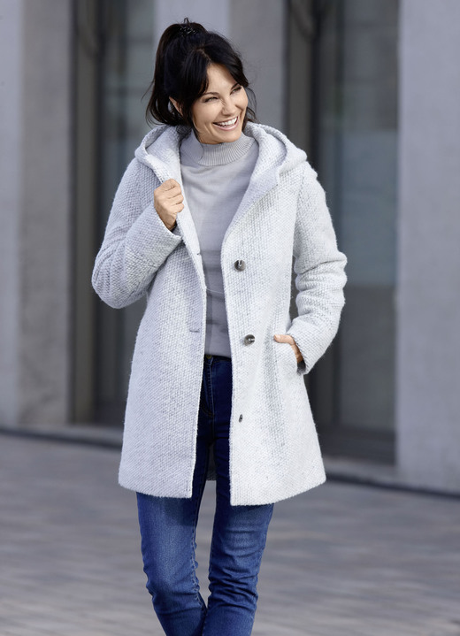 Vesten - Jas met vaste capuchon, in Größe 036 bis 052, in Farbe CREME-GRAU Ansicht 1
