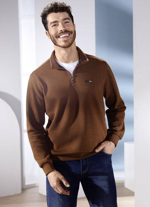 Sweatshirts - Trui van “Milano Italy”, in Größe 3XL (64/66) bis XXL (60/62), in Farbe MITTELBRAUN MELIERT Ansicht 1