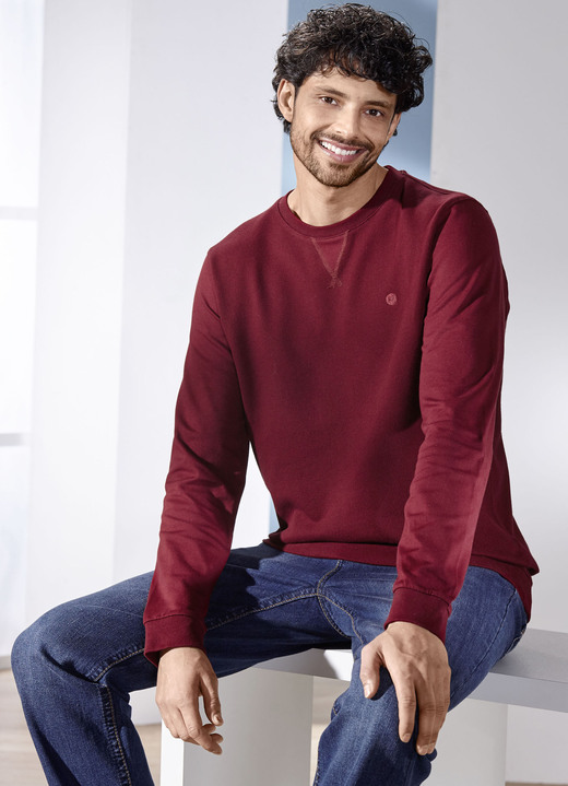Sweatshirts - Sweatshirt in 3 kleuren, in Größe 3XL (64/66) bis XXL (60/62), in Farbe BORDEAUX Ansicht 1