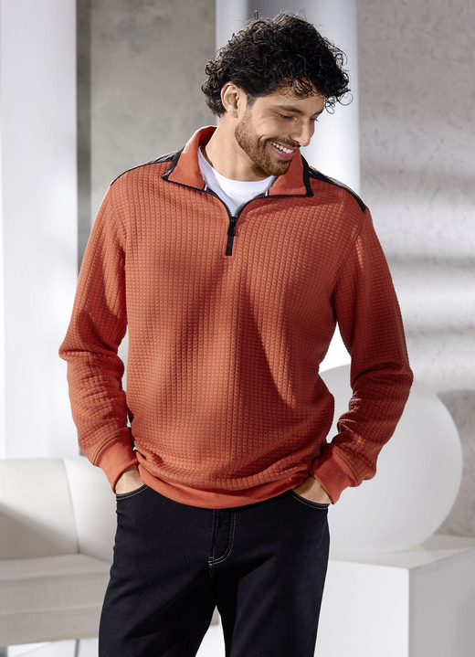 Sweatshirts - Troyer met structureel ontwerp, in Größe 046 bis 062, in Farbe TERRA Ansicht 1