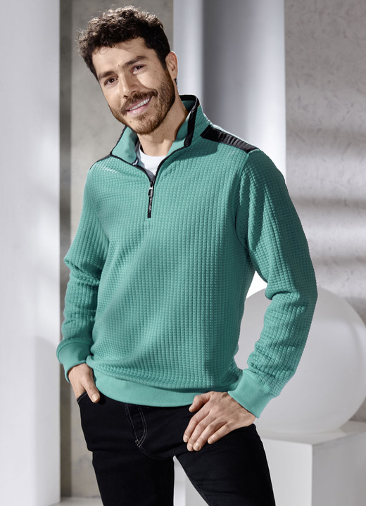 Sweatshirts - Troyer met structureel ontwerp, in Größe 046 bis 062, in Farbe MINT Ansicht 1