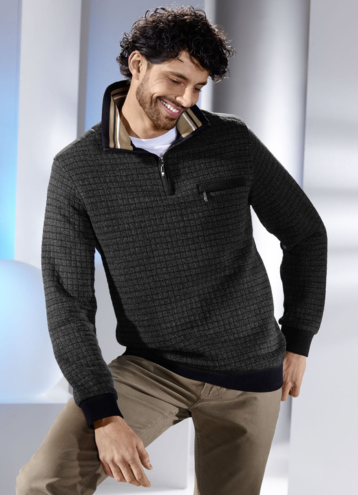 Sweatshirts - Troyer met borstzak, in Größe 046 bis 062, in Farbe ANTHRAZIT MELIERT
