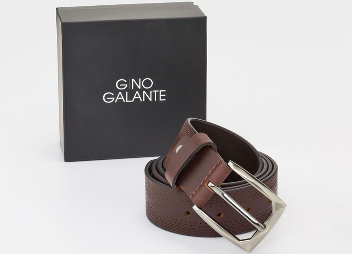 Herenmode - Gino Galante, herenriem, 4 cm breed, in Größe 110 bis 130, in Farbe BRUIN Ansicht 1