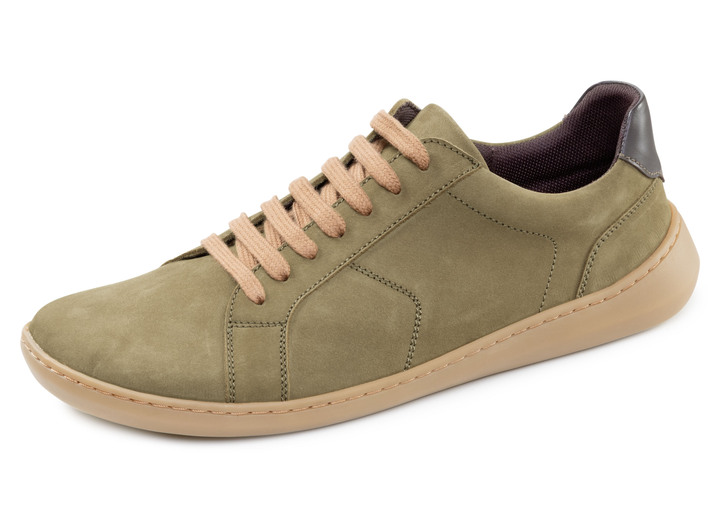 Instappers & veterschoenen - GINO GALANTE, comfortabele herenschoenen op blote voeten, met uitneembaar voetbed Instappers & veterschoenen - GINO GALANTE, comfortabele herenschoenen op blote voeten, met uitneembaar voetbed, in Größe 040 bis 046, in Farbe OLIV